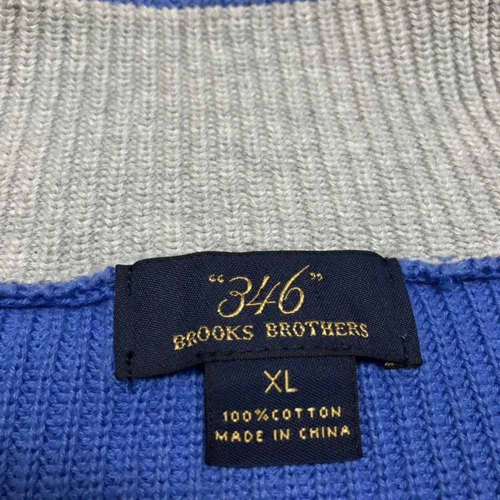 346 Brooks Brothers‎ 1/4 Zip Sweater Mens Size XL Blue Preppy Golf Quarter Zip - Picture 5 of 9